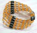Wholesale hematite jewelry wrap online supply magnetic hematite with multi orange yellow rhinestone and Bali beaded
