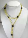 Online hematite gemstone jewelry giftware supply magnetic hematite necklace in combination of silver and yellow rhinestone beaded