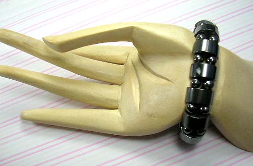 Wholesale jewelry hematite for new age supply hematite adjustable bracelet with curve beads paired with double rounded beads inlaid 